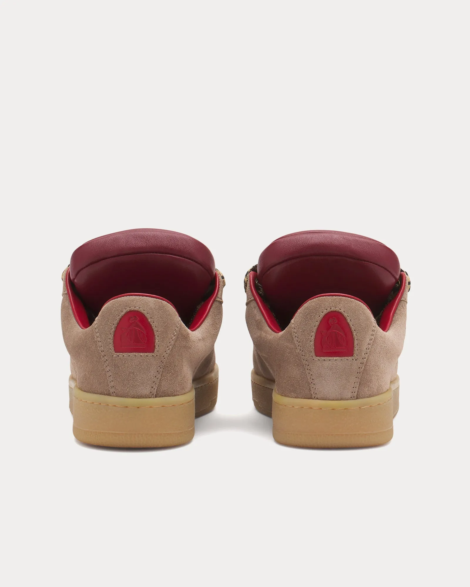 Hyper Curb Lite Leather & Suede Taupe / Red Low Top Sneakers
