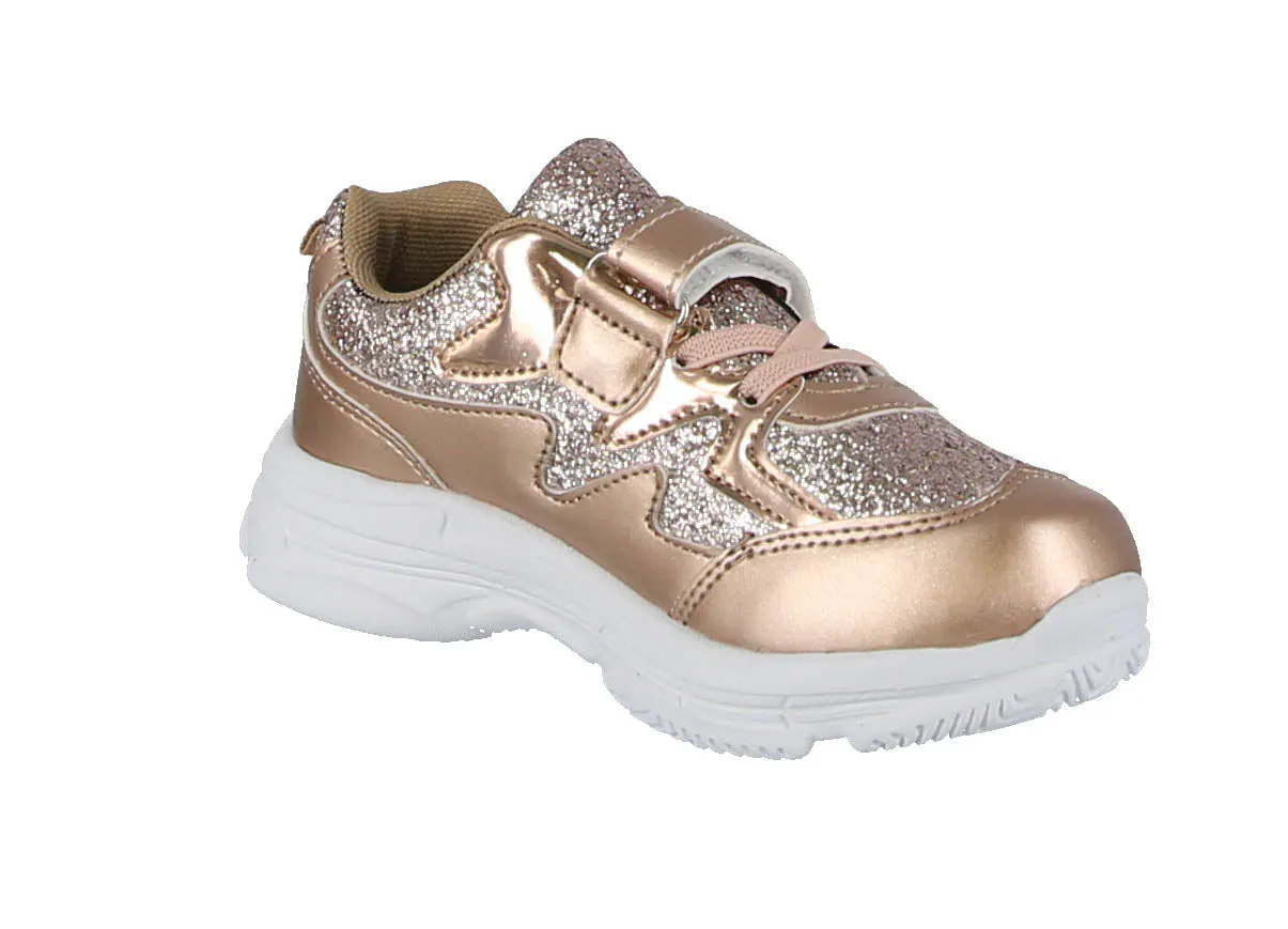 KID'S SHOES CHAMPAGNE/PU GLITTER TENNIS SNEAKERS BK-41KSM