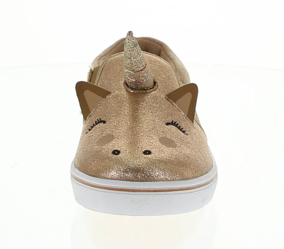 KID'S SHOES ROSE GOLD GLITTER 3D UNICORN TENNIS SNEAKERS 9325K