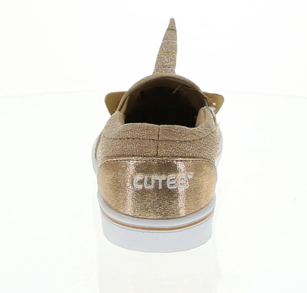 KID'S SHOES ROSE GOLD GLITTER 3D UNICORN TENNIS SNEAKERS 9325K