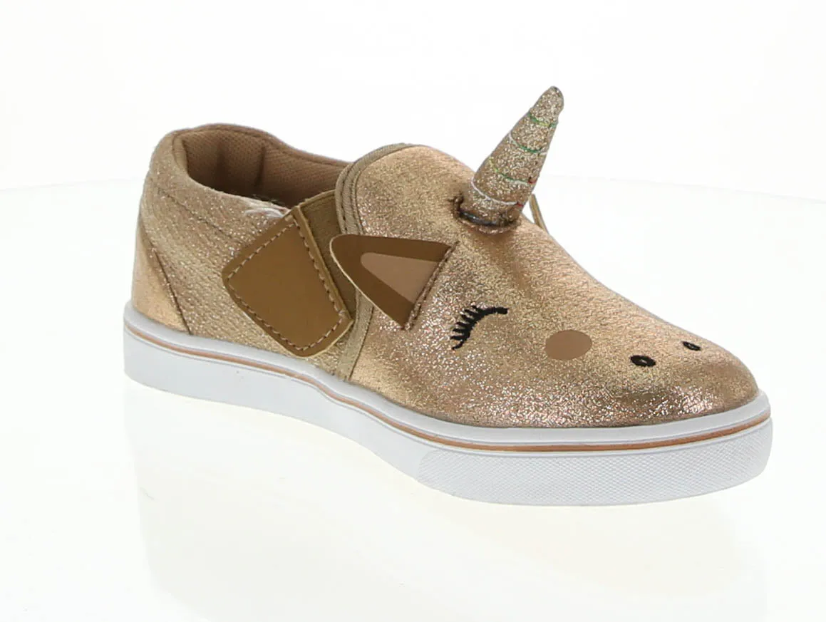 KID'S SHOES ROSE GOLD GLITTER 3D UNICORN TENNIS SNEAKERS 9325K