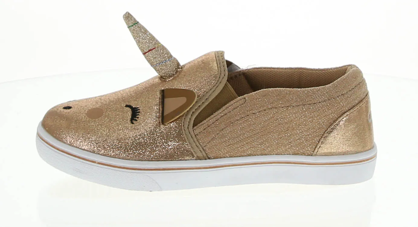 KID'S SHOES ROSE GOLD GLITTER 3D UNICORN TENNIS SNEAKERS 9325K