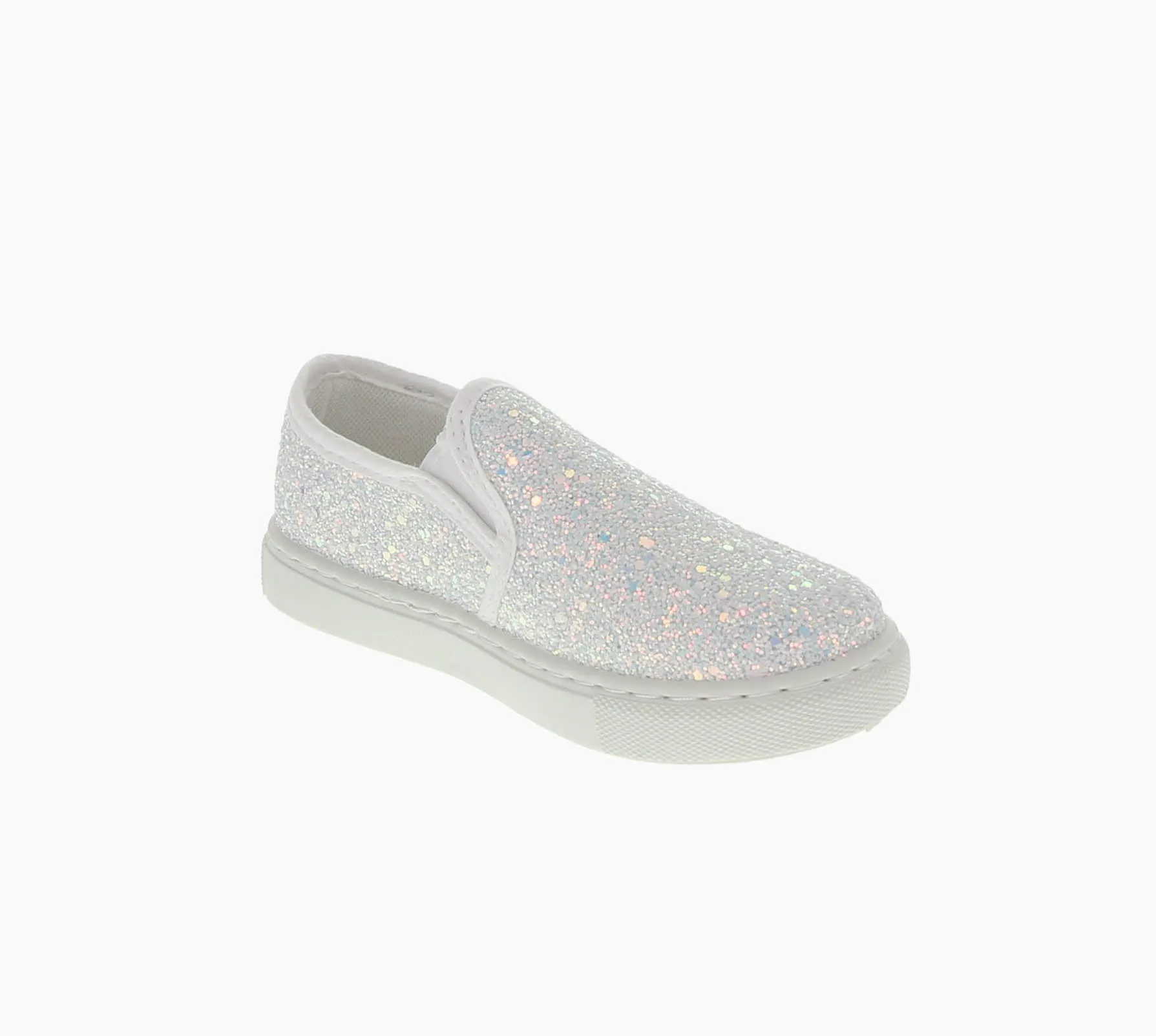 KID'S SHOES WHITE GLITTER TENNIS SNEAKERS RANGE-8K