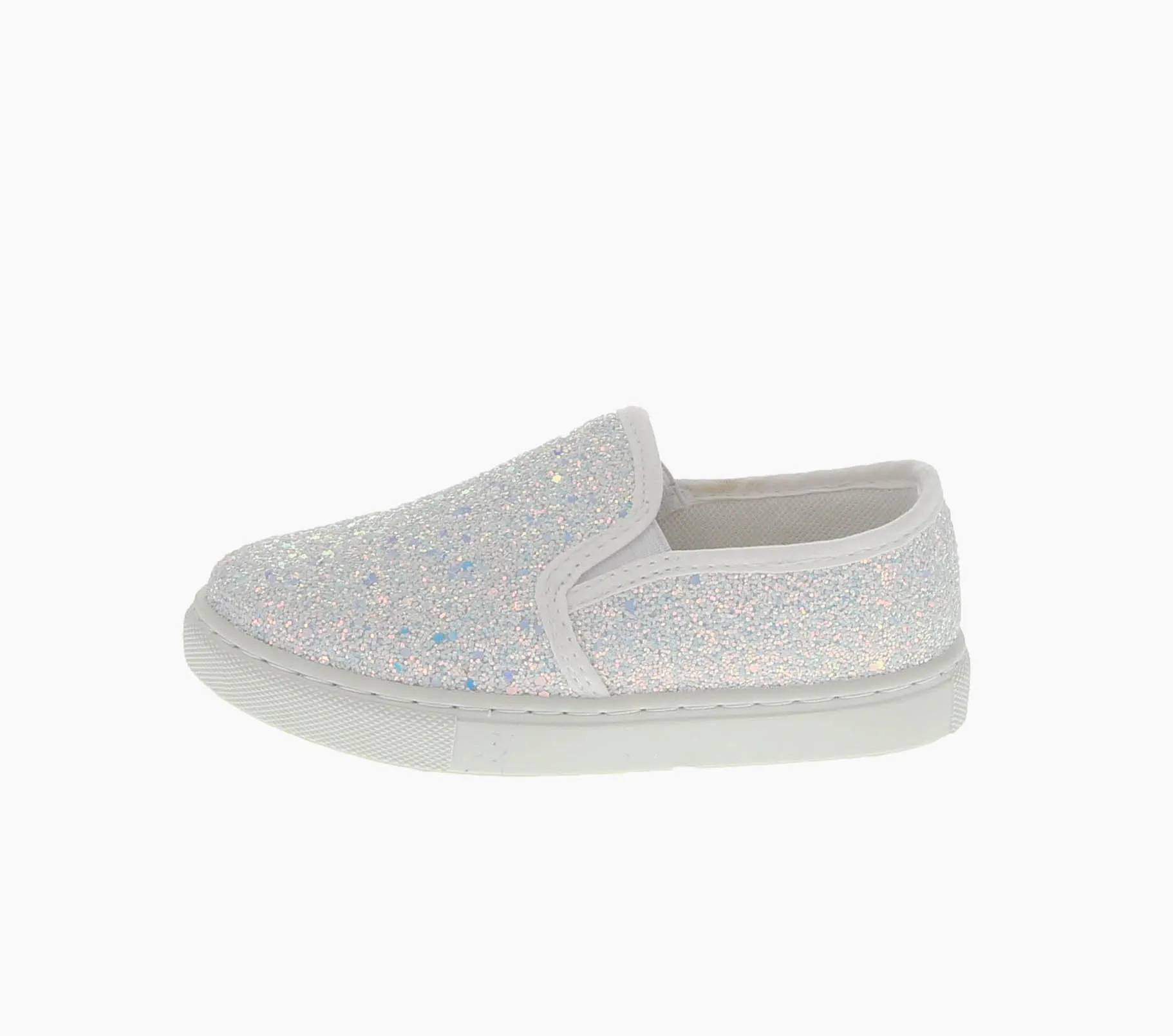 KID'S SHOES WHITE GLITTER TENNIS SNEAKERS RANGE-8K