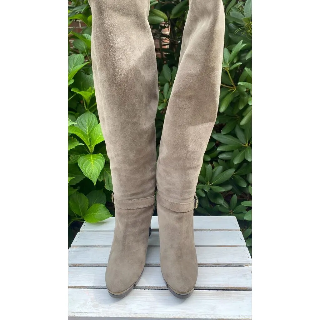 Lanvin Suede Heel Knee High Boots - Size 40