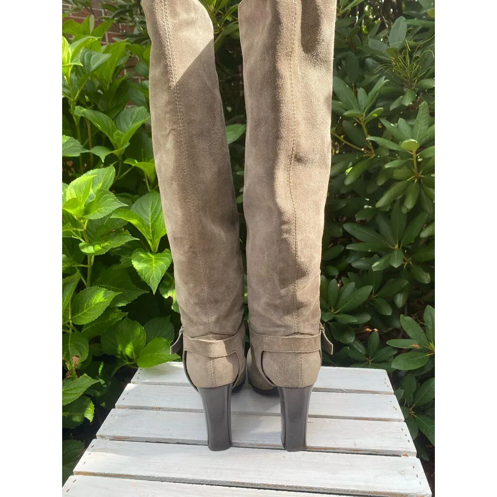 Lanvin Suede Heel Knee High Boots - Size 40