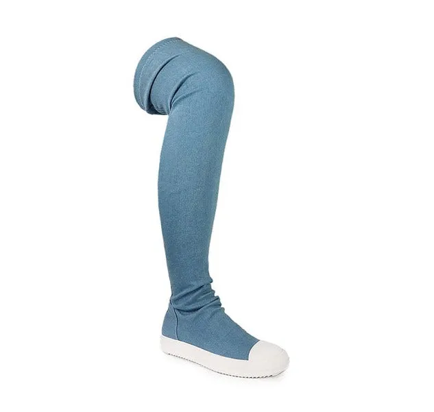 Leather Flat Over The Knee High Boots Wannabe-1 Liliana