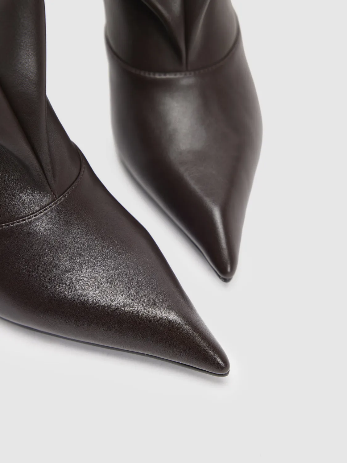 Leather High Heel Knee Boots