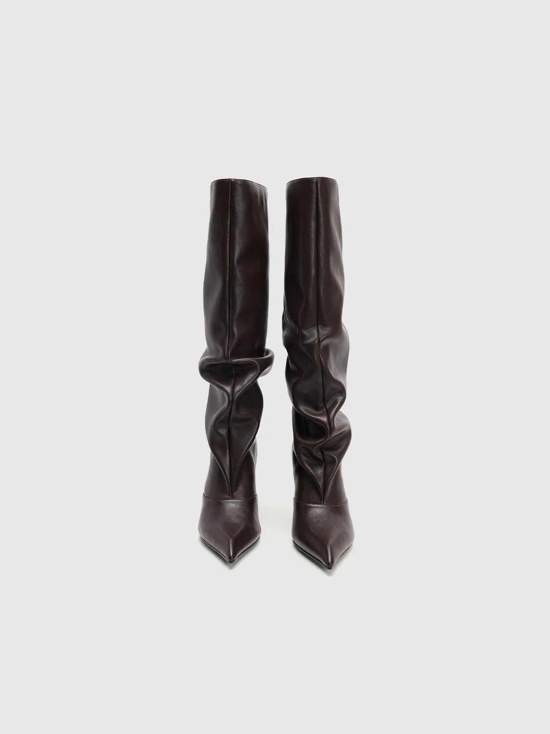 Leather High Heel Knee Boots