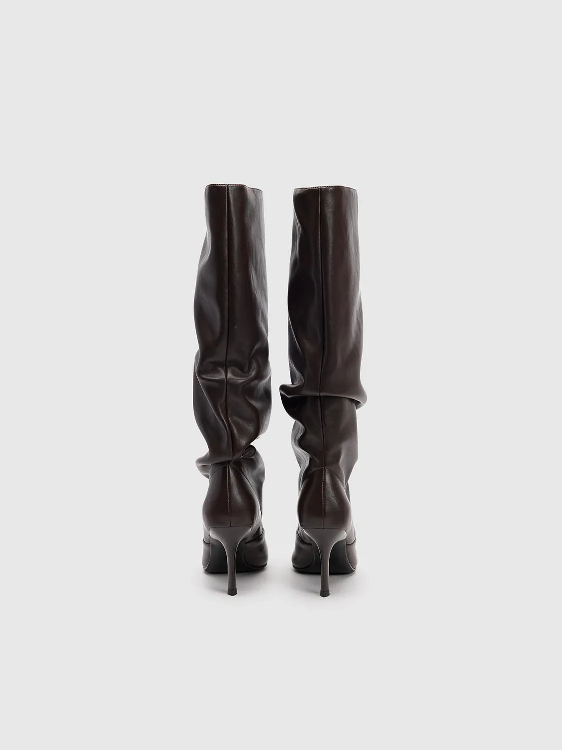 Leather High Heel Knee Boots