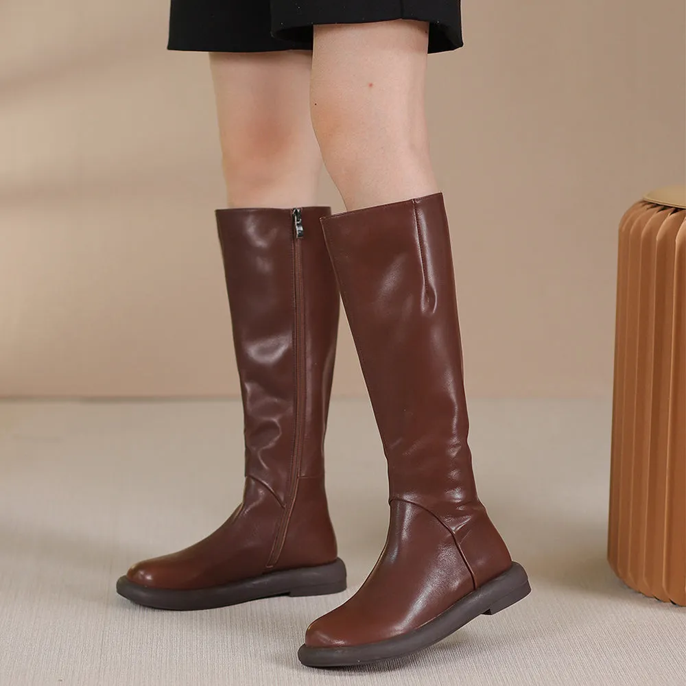 Leather Knee-high Retro Knight Long Boots