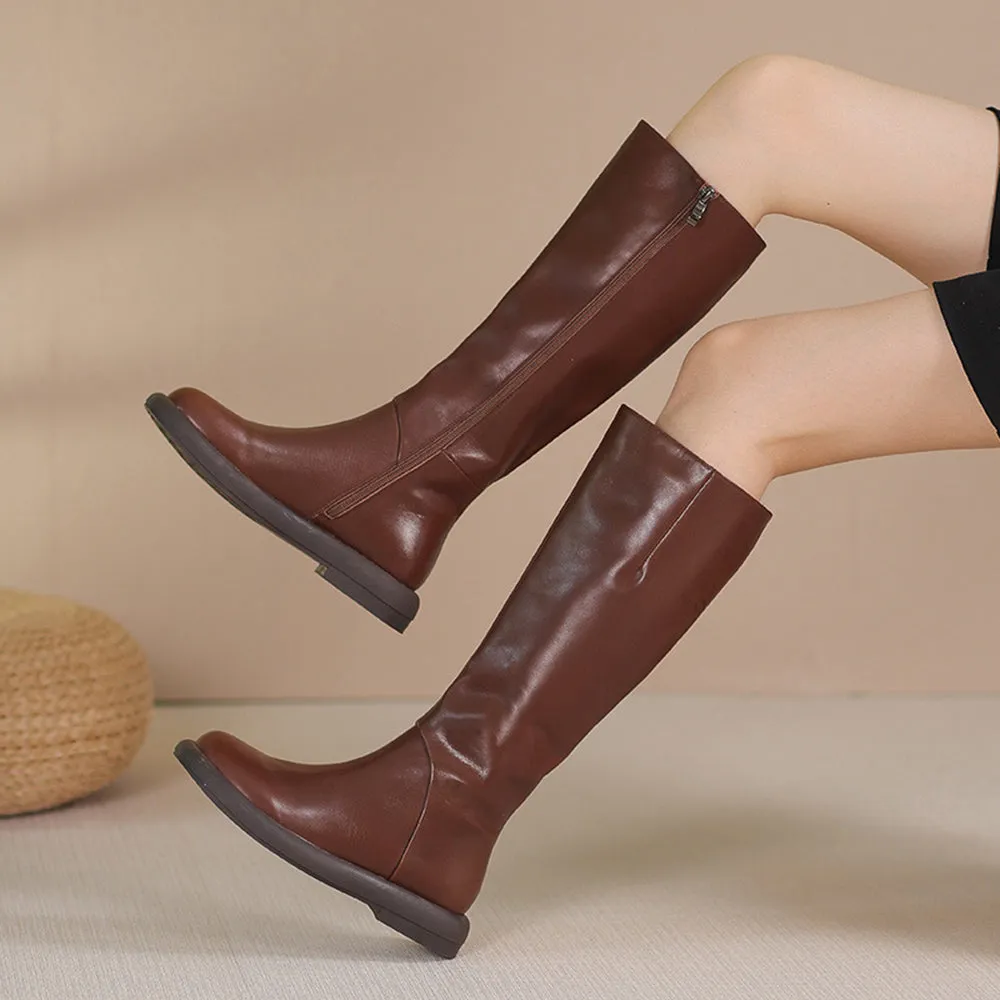 Leather Knee-high Retro Knight Long Boots