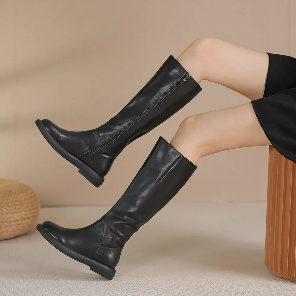 Leather Knee-high Retro Knight Long Boots