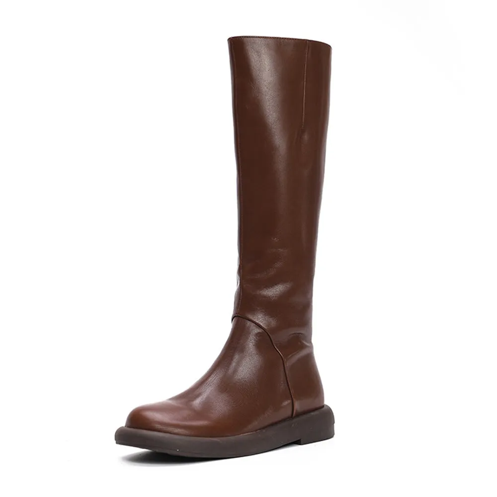 Leather Knee-high Retro Knight Long Boots