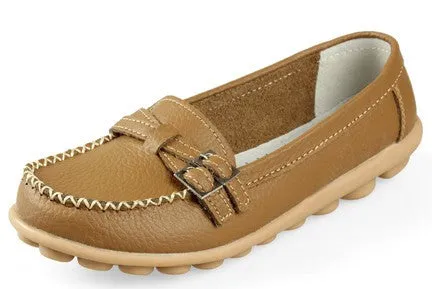 Leather Slip-On Round Toe Moccasins