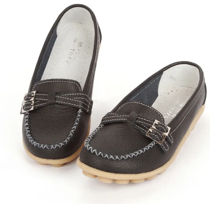 Leather Slip-On Round Toe Moccasins