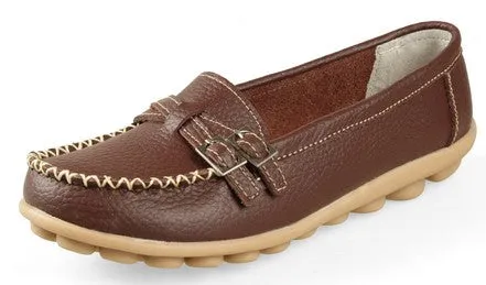Leather Slip-On Round Toe Moccasins