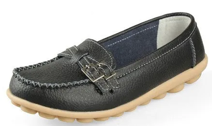 Leather Slip-On Round Toe Moccasins