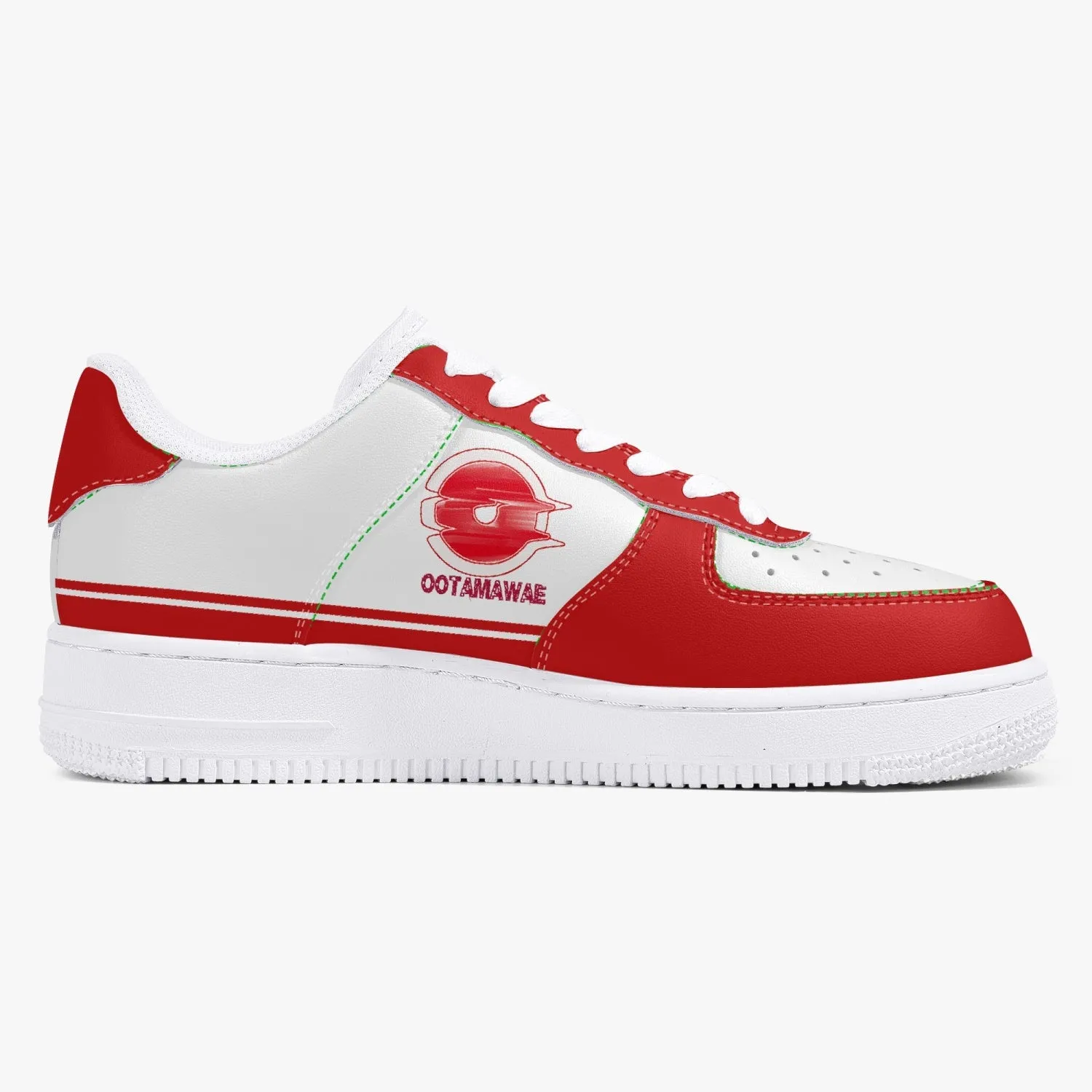 Low-Top Leather Sports Sneakers- Red Sunshine