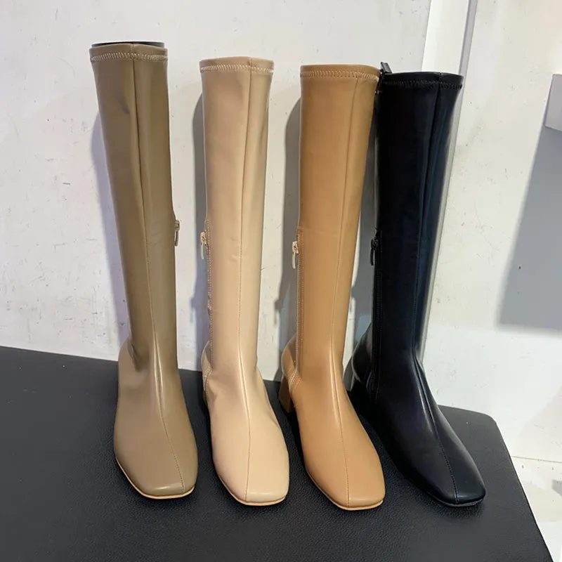 LUXE SEVEN DESIGN SOFT LEATHER KNEE HIGH BOOTS