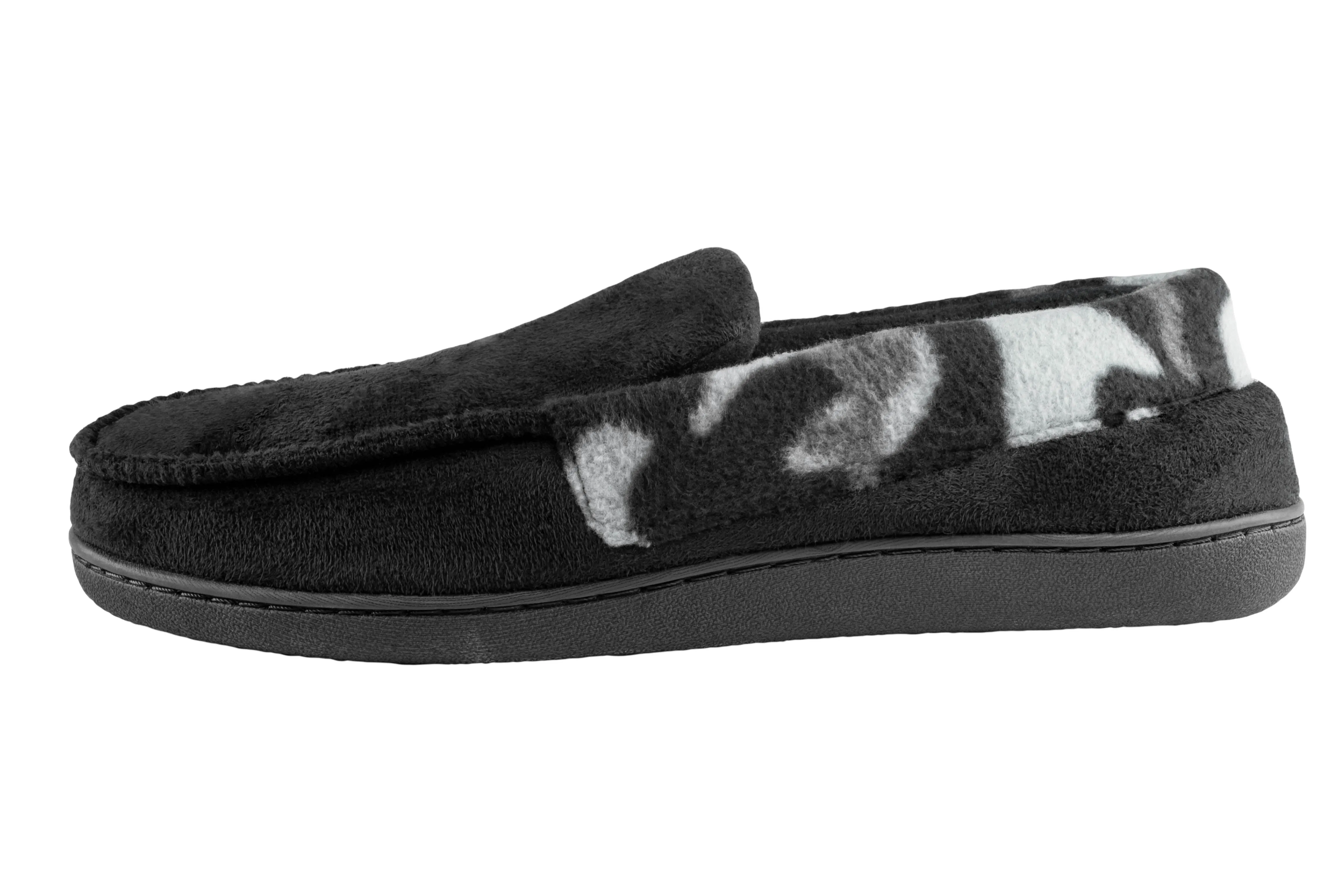 Men's Faux Suede Moccasin with Camo Fleece Cuff
