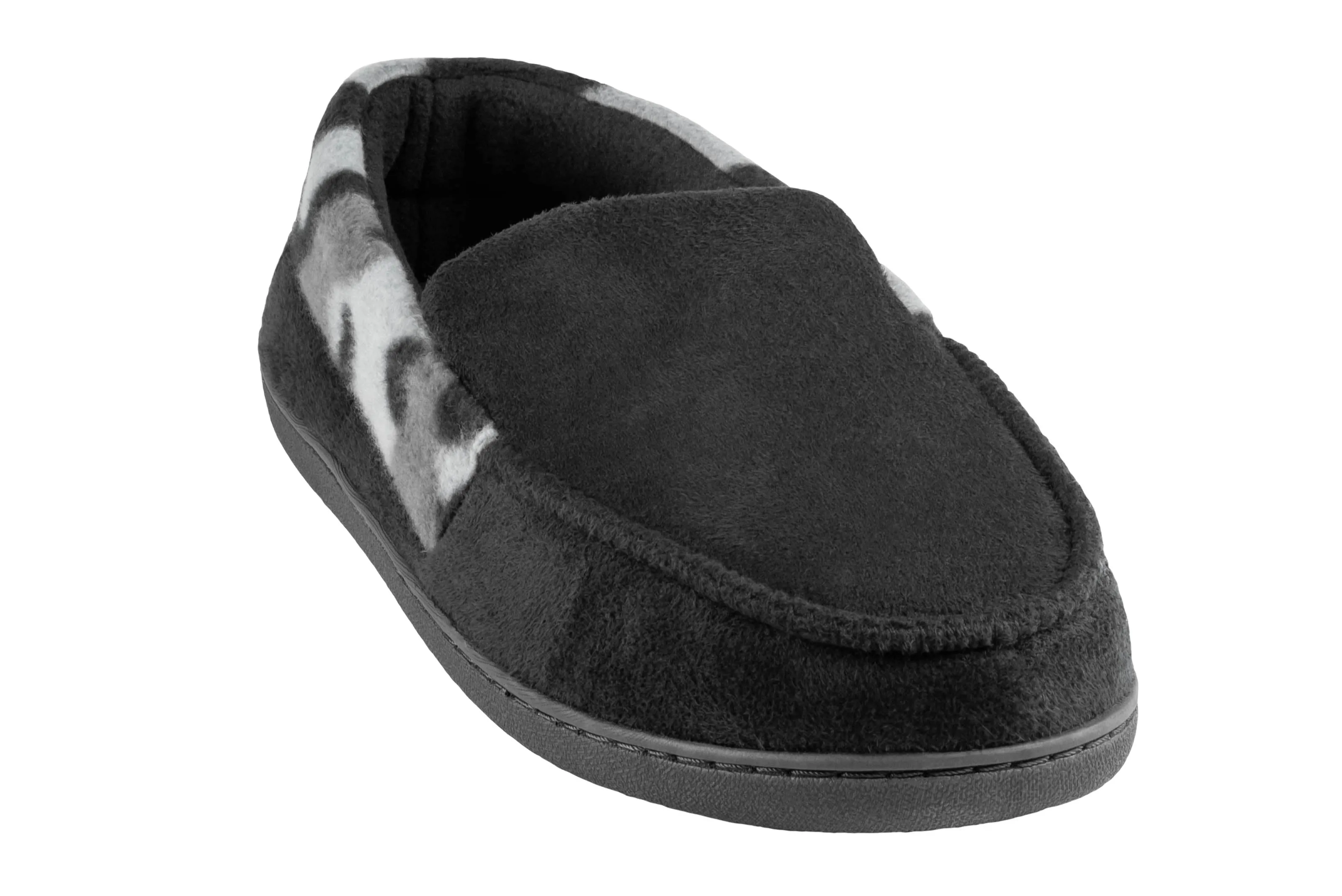 Men's Faux Suede Moccasin with Camo Fleece Cuff