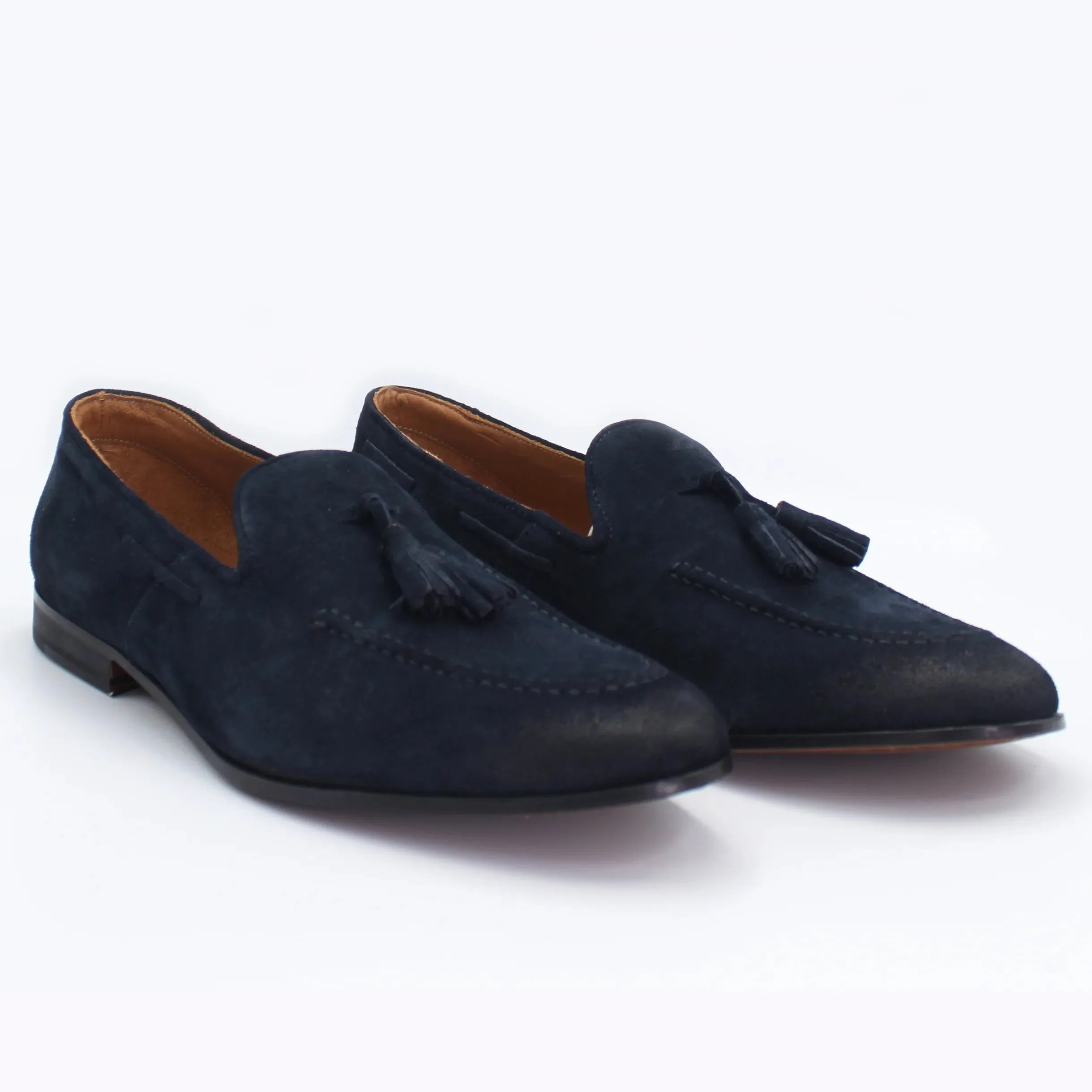 Men's Genuine Suede Leather Classic Moccasin with Tassels in Oceano (AC283)
