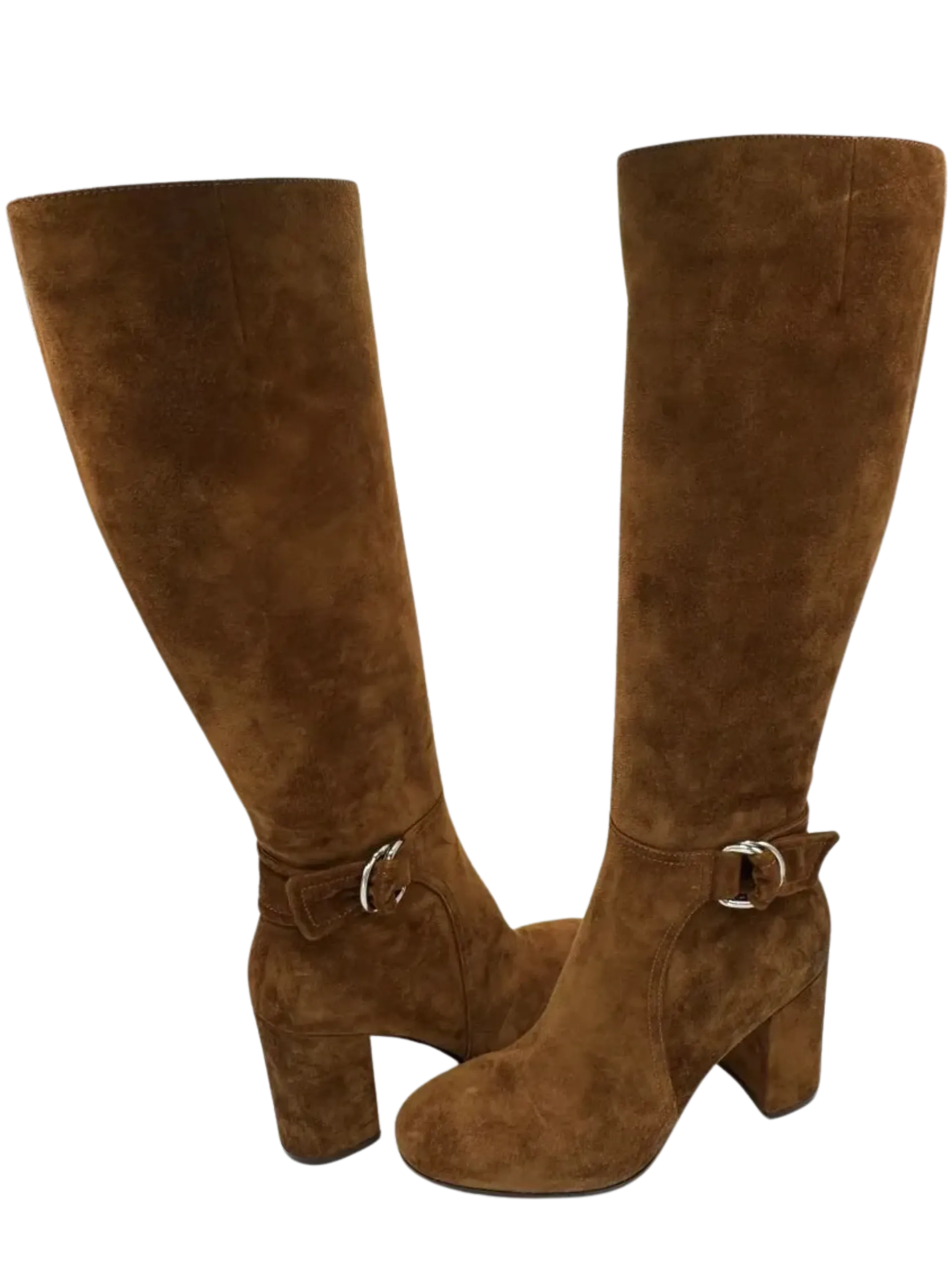 NEW Gianvito Rossi $1200 Rust Suede Knee High Buckle Boots 39/9