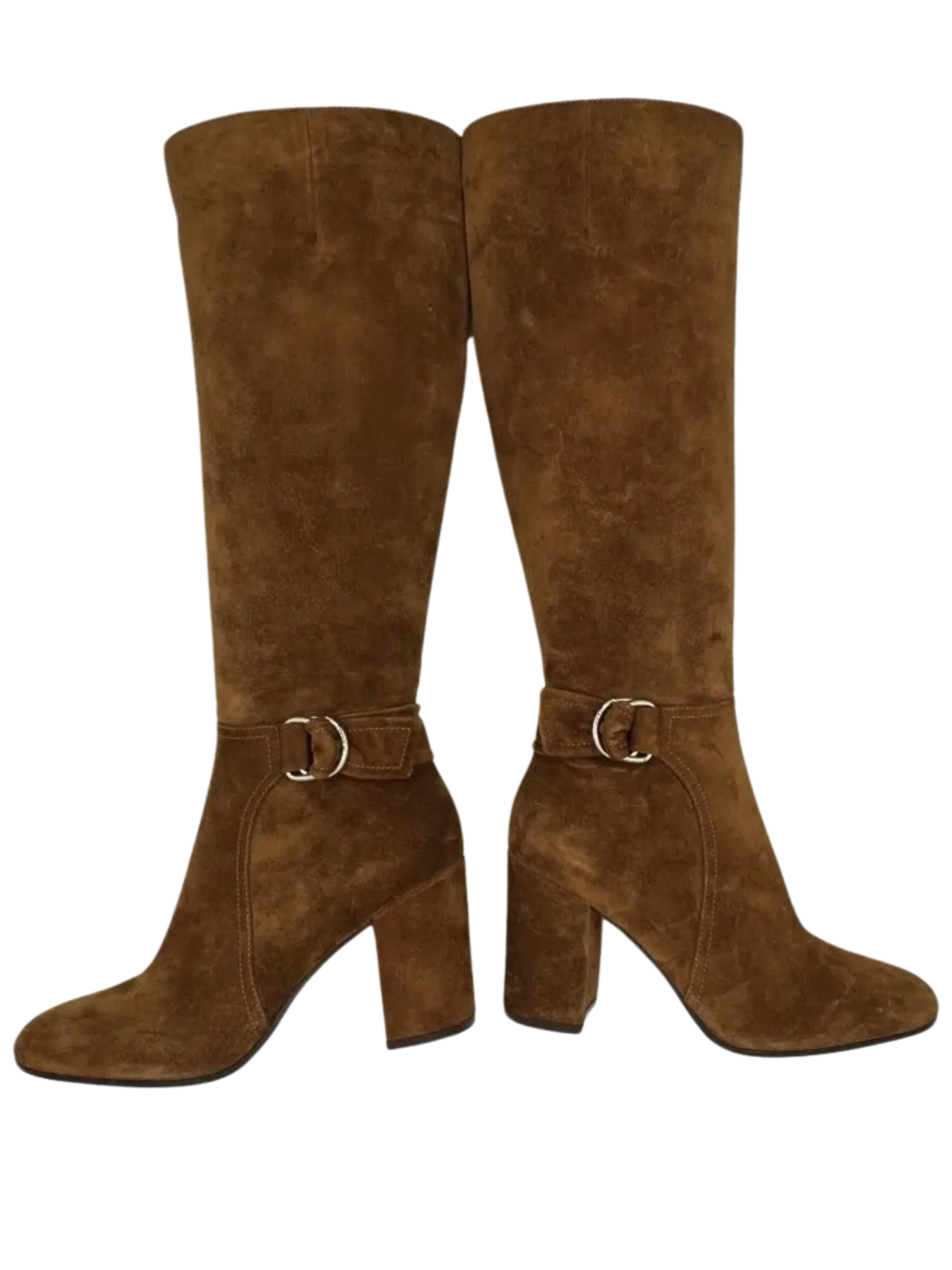 NEW Gianvito Rossi $1200 Rust Suede Knee High Buckle Boots 39/9