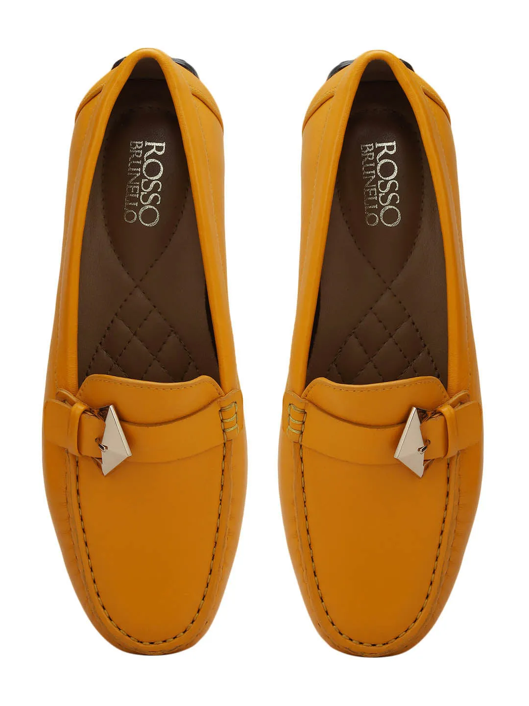 Orange Buckled Moccasins