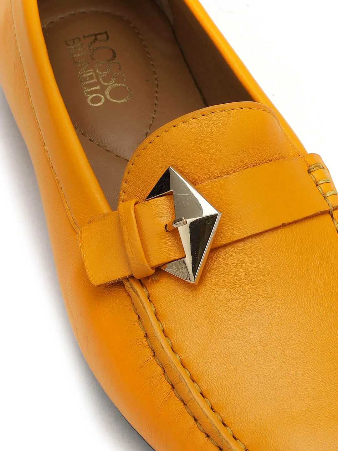 Orange Buckled Moccasins