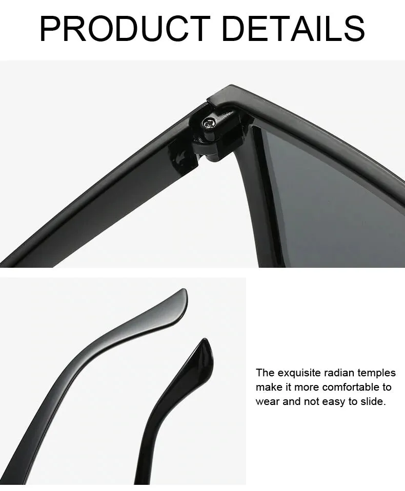 Oversized Big Vintage Black Square Sunglasses