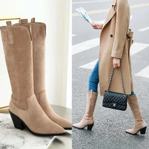 Pointed Toe Knee High Cowgirl Winter Boots
