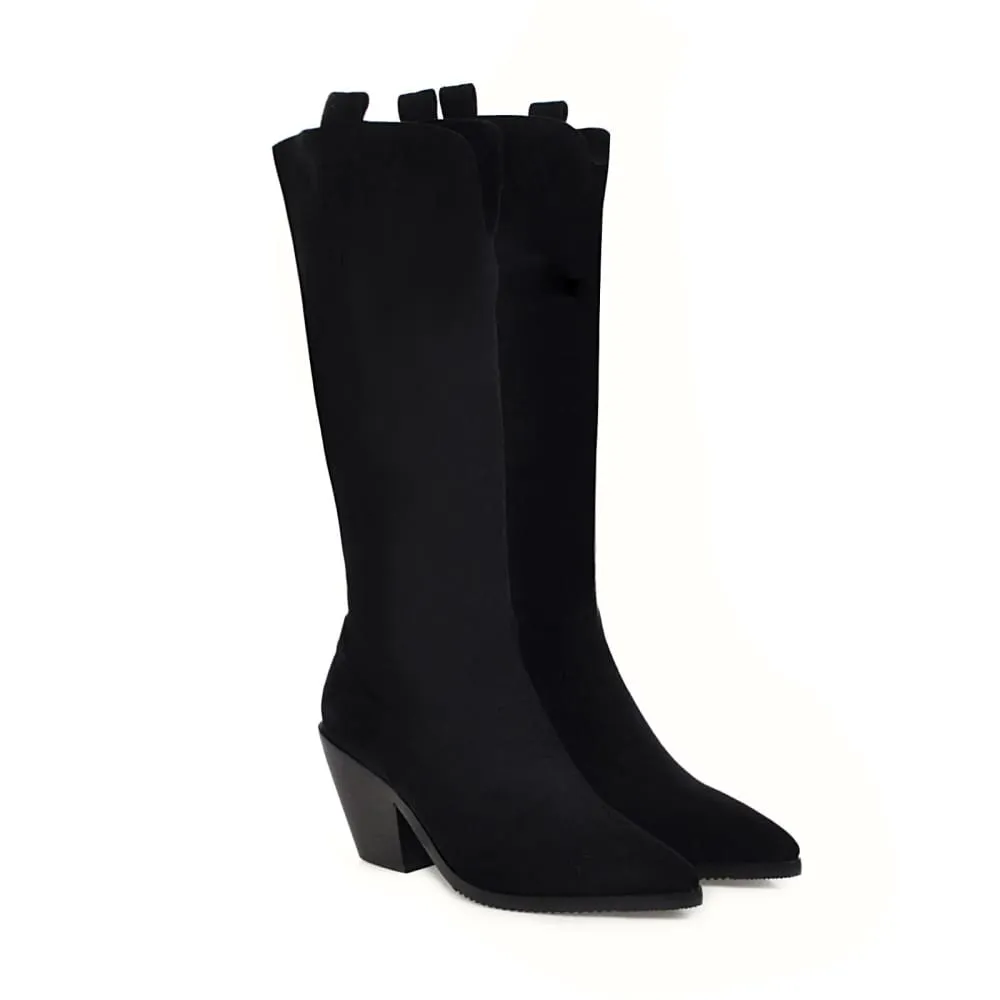 Pointed Toe Knee High Cowgirl Winter Boots