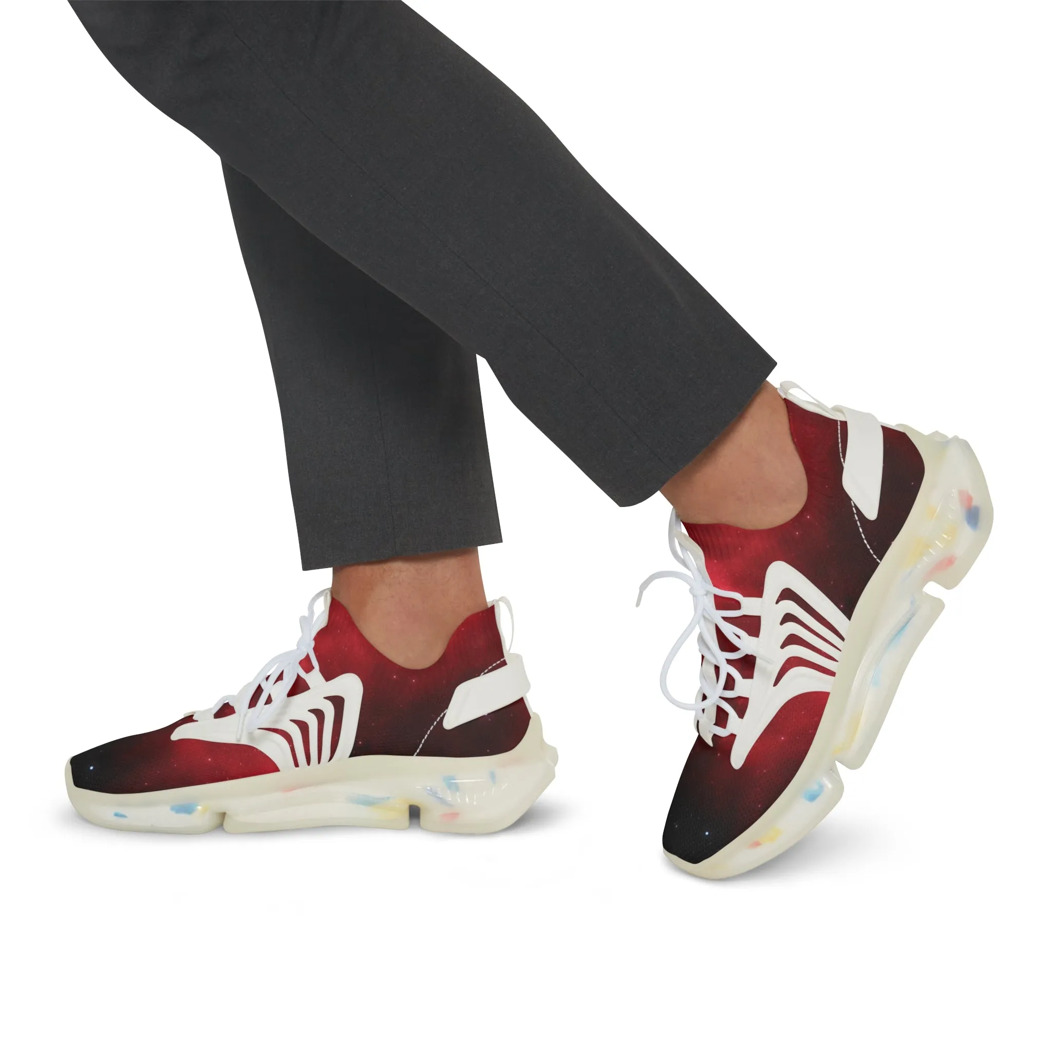 Red Galaxy Men's Mesh Sneakers, Galaxy Space Print Best Comfy Men's Mesh Sports Sneakers Shoes (US Size: 5-12)