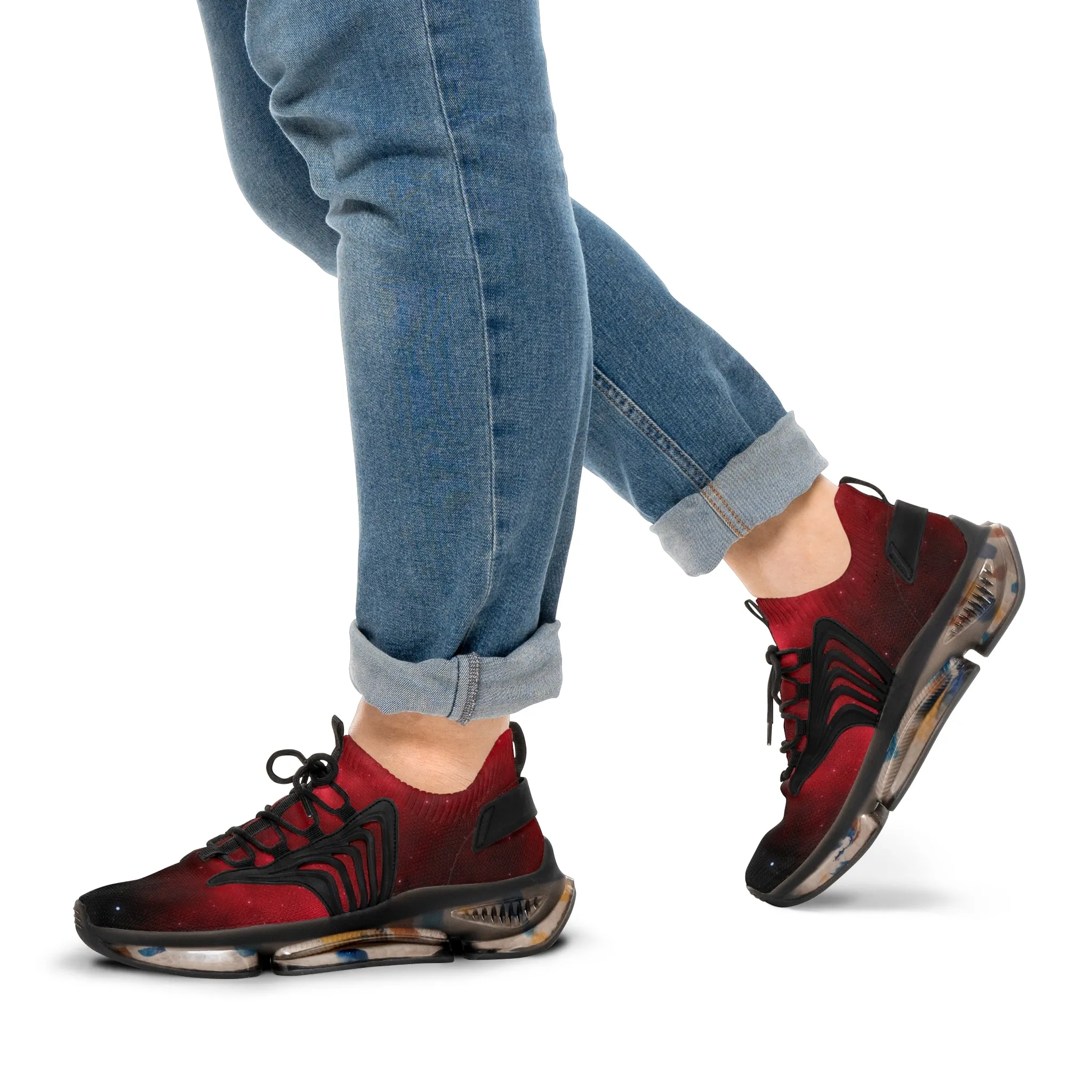 Red Galaxy Men's Mesh Sneakers, Galaxy Space Print Best Comfy Men's Mesh Sports Sneakers Shoes (US Size: 5-12)