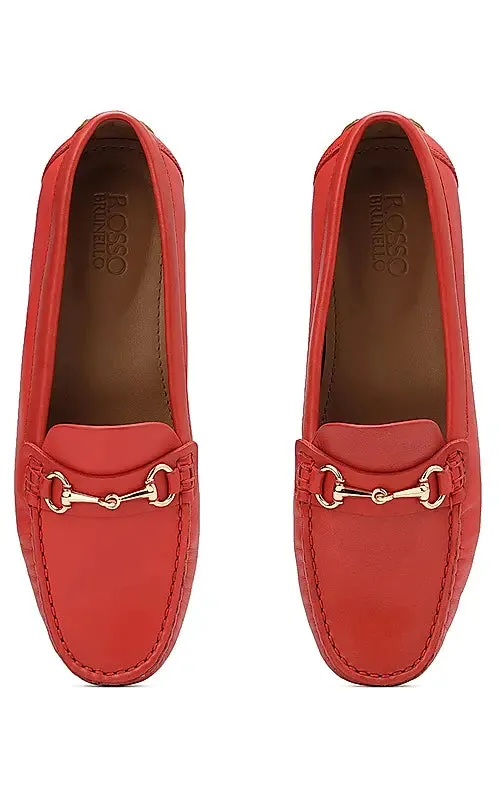 Red Leather Moccasins With Buckle