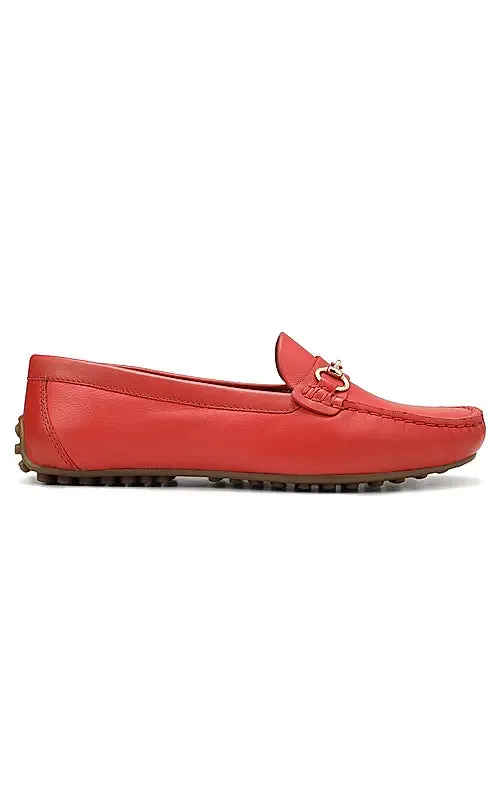 Red Leather Moccasins With Buckle