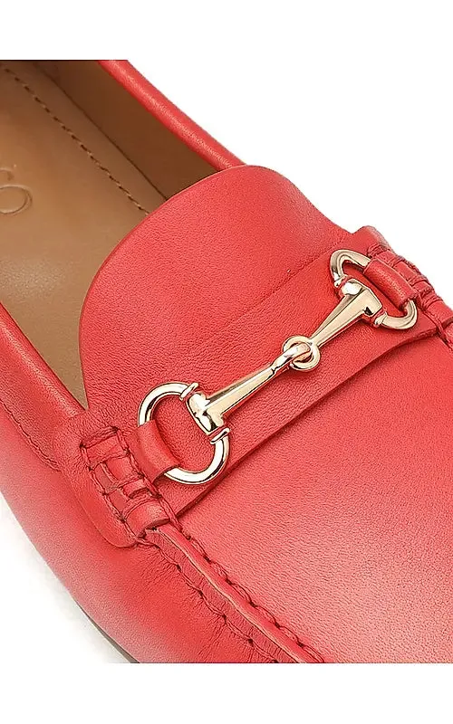 Red Leather Moccasins With Buckle