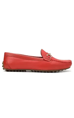 Red Leather Moccasins With Buckle