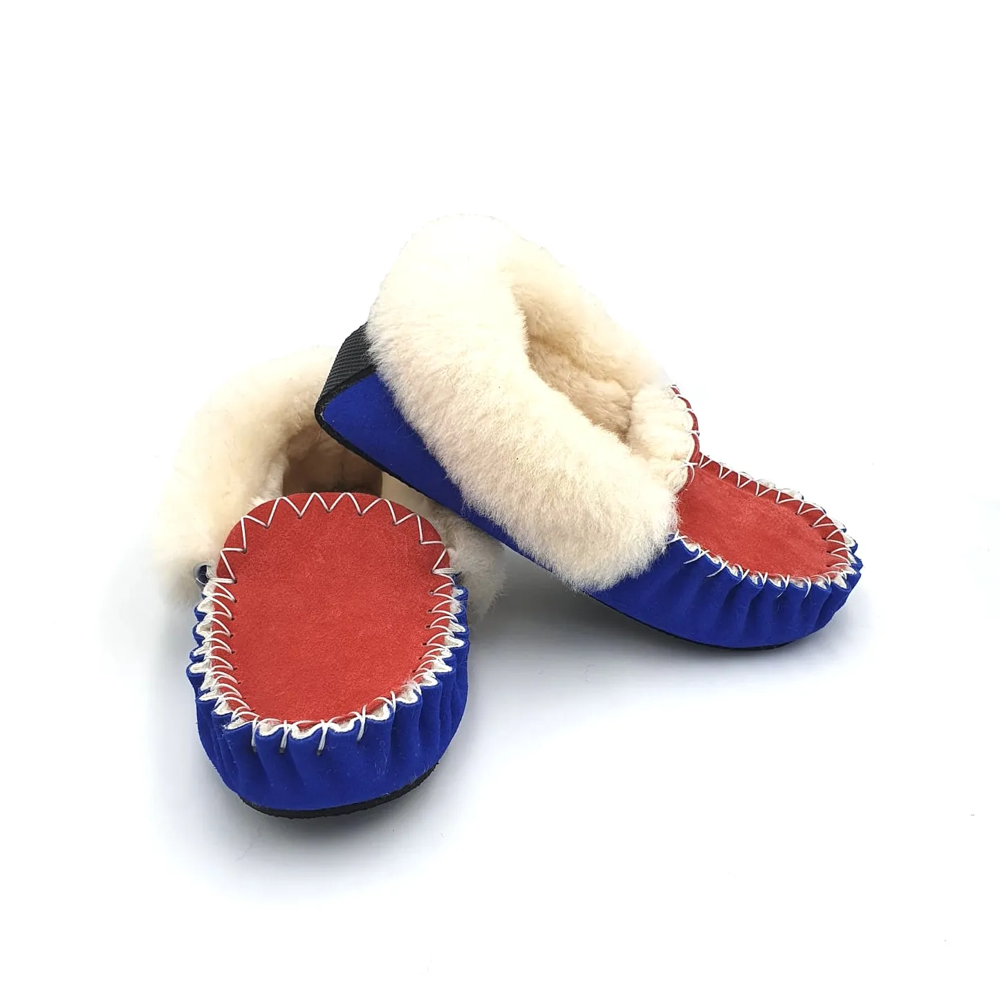 Red/Ocean Blue & White Moccasins