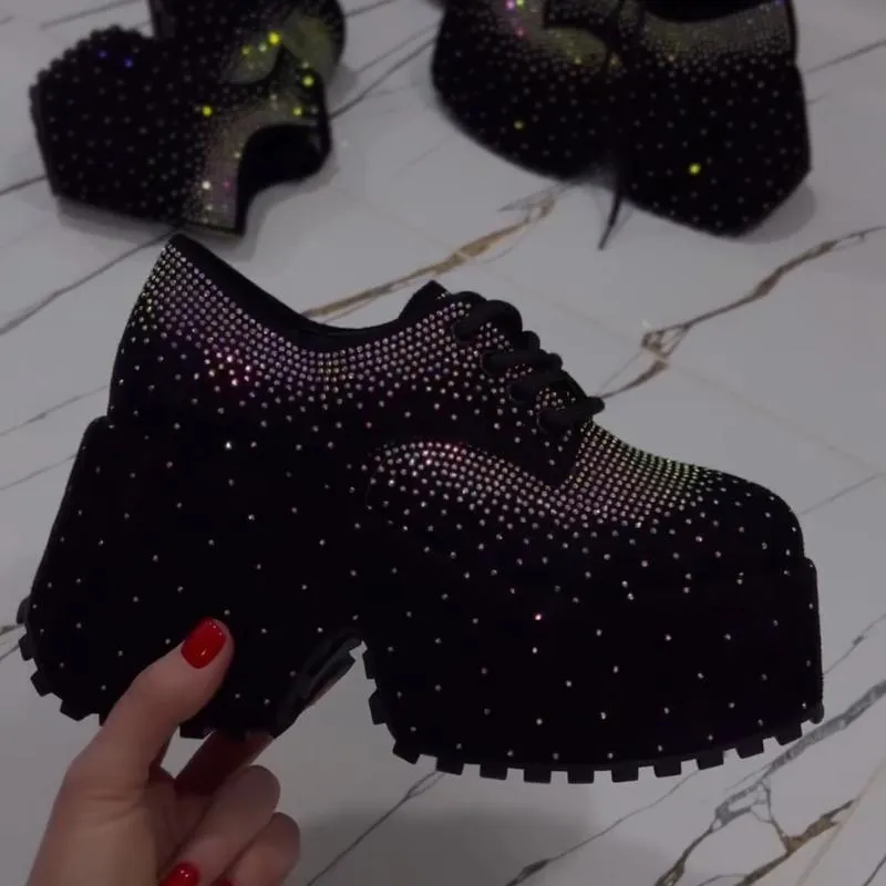 Rhinestone Platform Boots