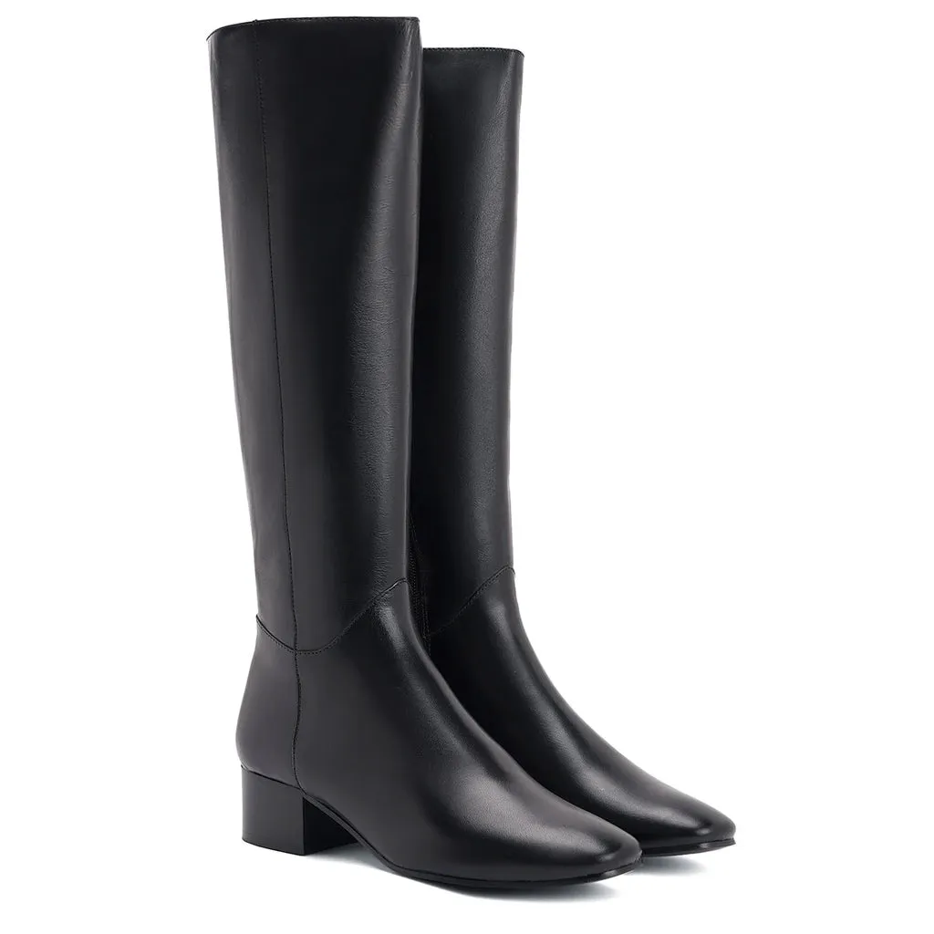 Saint Ivanna Black Leather Knee High Boots