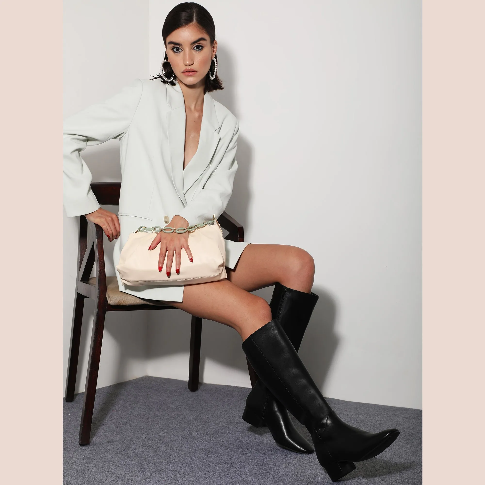 Saint Ivanna Black Leather Knee High Boots