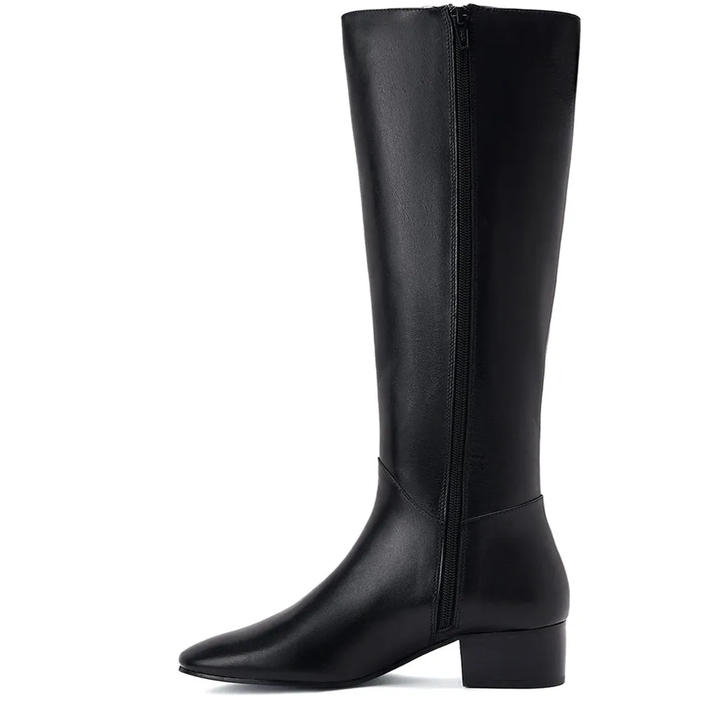 Saint Ivanna Black Leather Knee High Boots