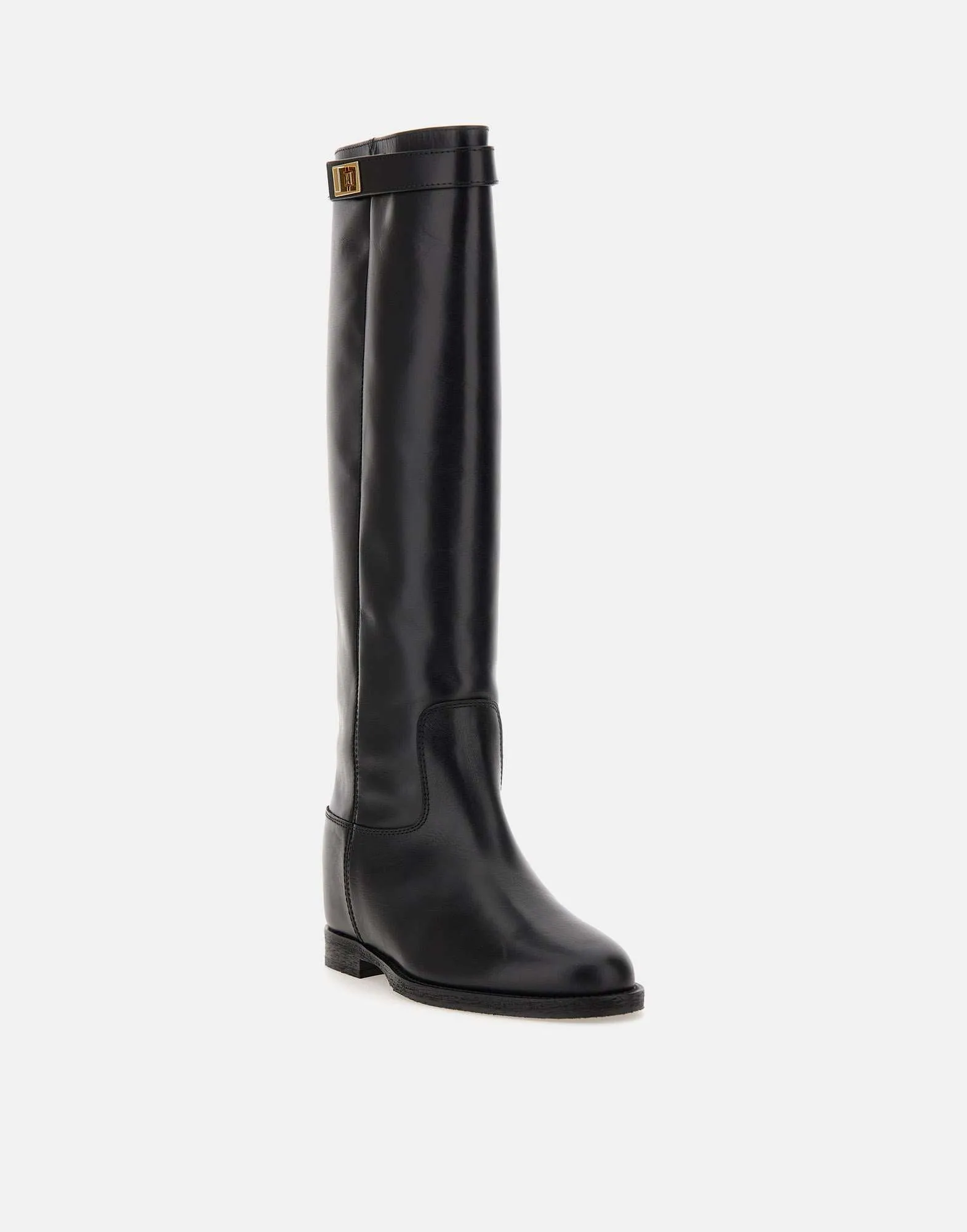 Santa Monica Black Leather Knee Boots