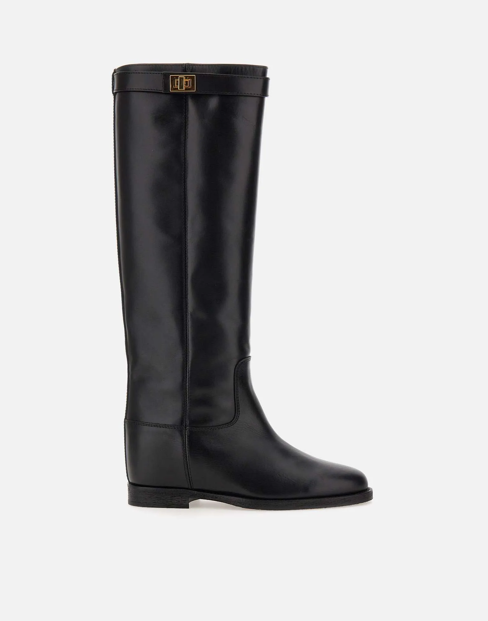 Santa Monica Black Leather Knee Boots