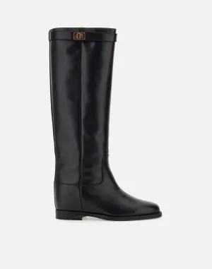Santa Monica Black Leather Knee Boots