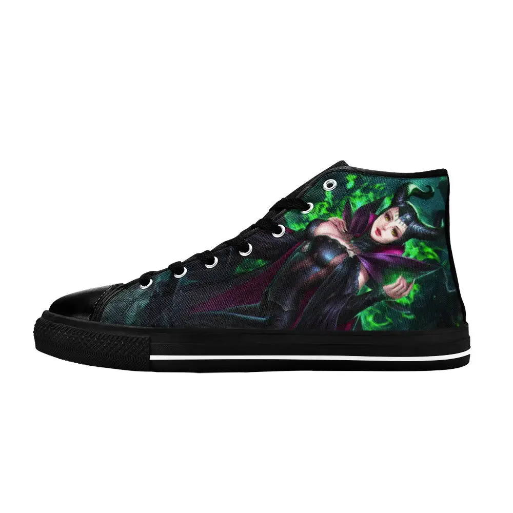 Sexy Maleficent Princess Aurora Shoes High Top Sneakers for Kids and Adults
