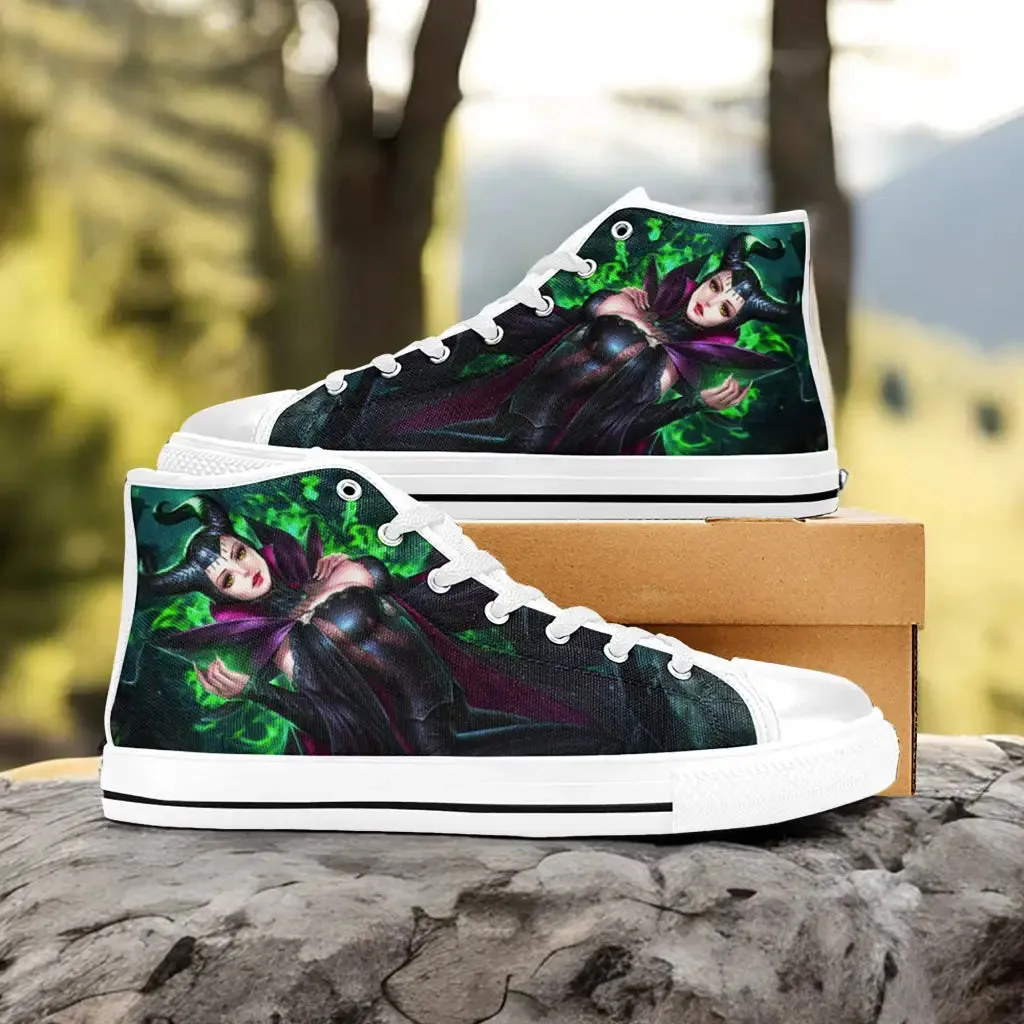 Sexy Maleficent Princess Aurora Shoes High Top Sneakers for Kids and Adults